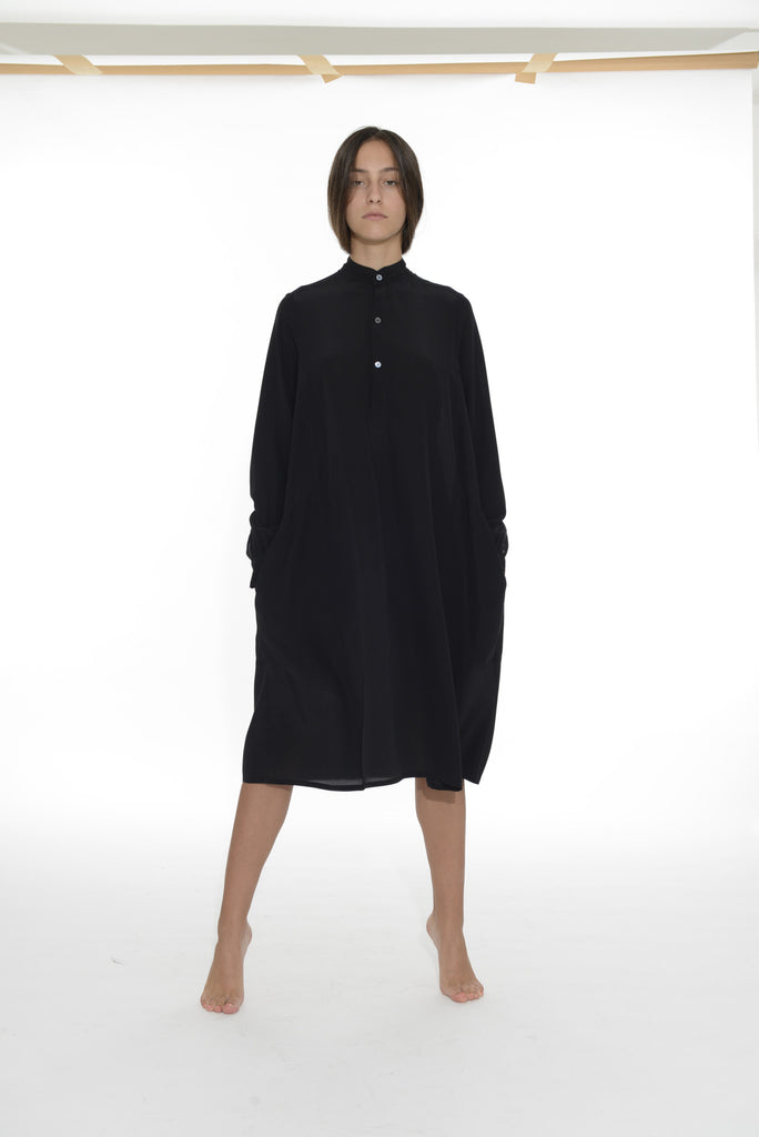 Dumitrascu Kaftan Dress Short Black Silk