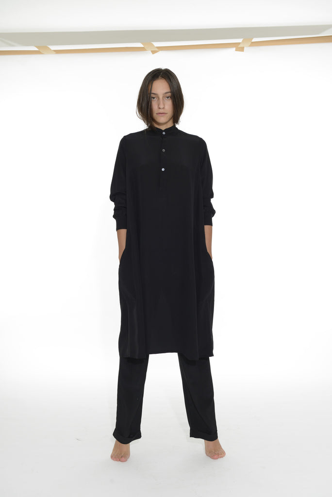Dumitrascu Kaftan Dress Short Black Silk