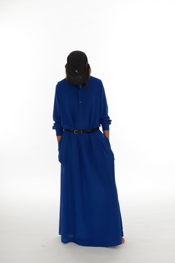 Dumitrascu Kaftan Dress Classic Blue Silk