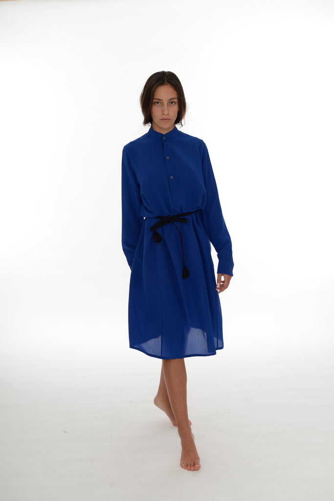 Dumitrascu Kaftan Dress Short Blue Silk